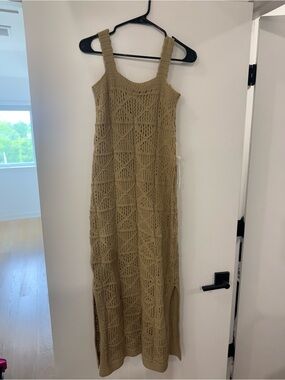 Tan Crochet/Knit Maxi Dress